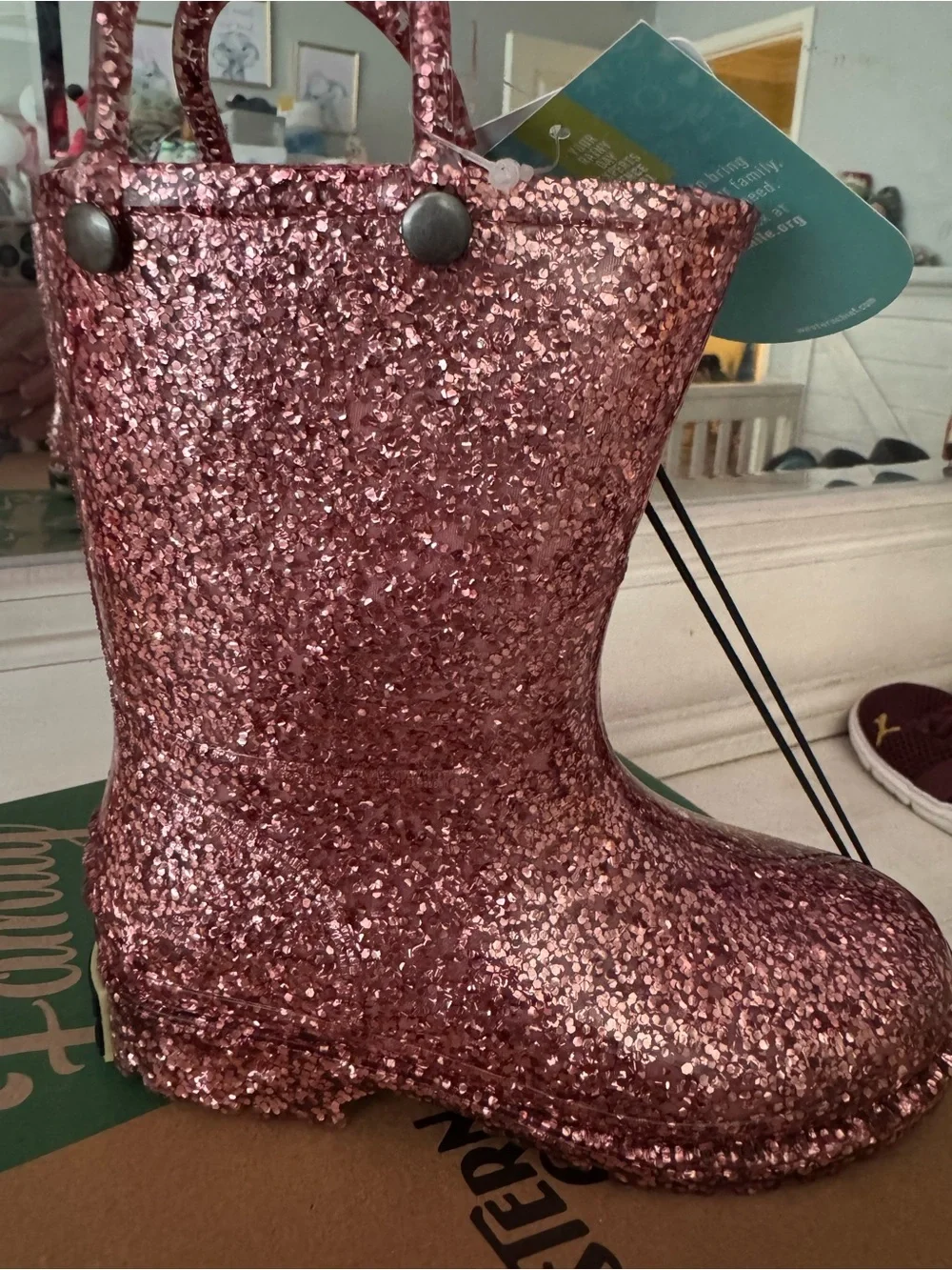 NWT Toddler Pink Glitter Rain Boots - 8